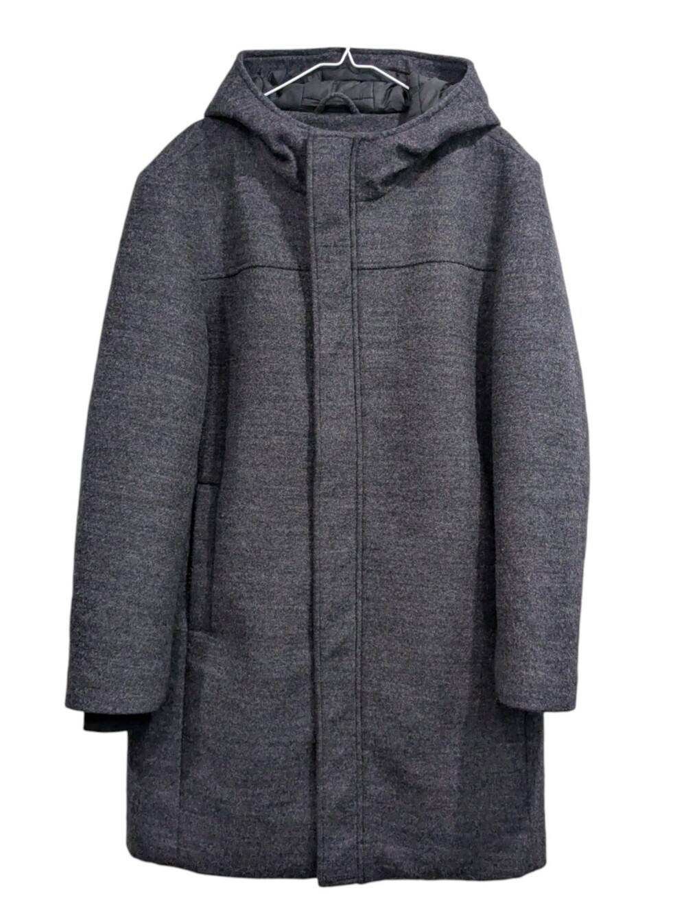 Frank and Oak Men’s Wool Blend Hooded Parka Coat Jacket Charcoal Grey Large